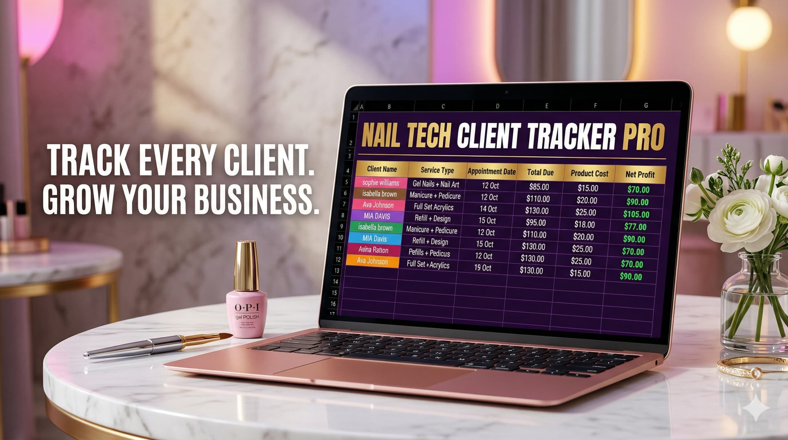 Nail Tech Client Tracker Excel